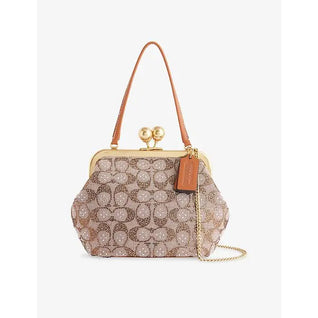 Crystal Signature Jacquard Kisslock Top-Handle Bag