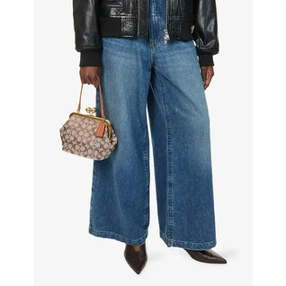Crystal Signature Jacquard Kisslock Top-Handle Bag