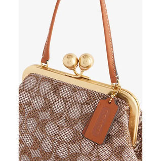 Crystal Signature Jacquard Kisslock Top-Handle Bag