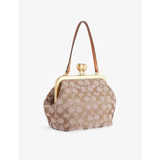 Crystal Signature Jacquard Kisslock Top-Handle Bag