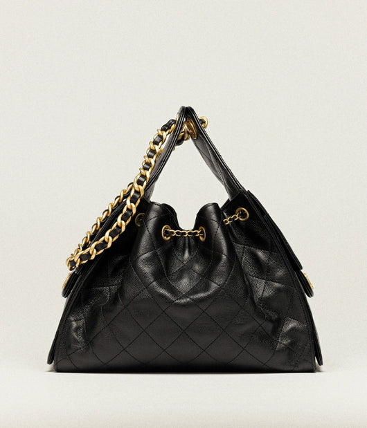 Grained Calfskin & Gold-Tone Metal ~ Cedra