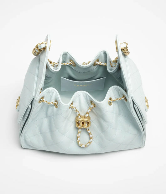 Grained Calfskin & Gold-Tone Metal ~ Cedra