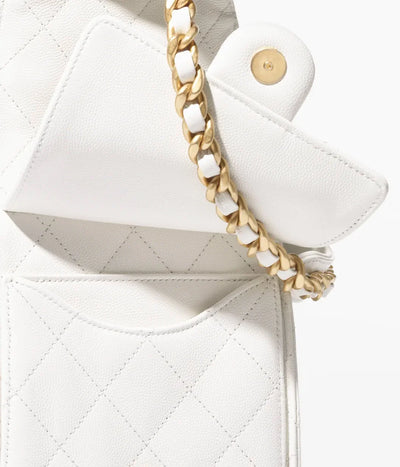 Grained Calfskin & Gold-Tone Metal ~ Cedra